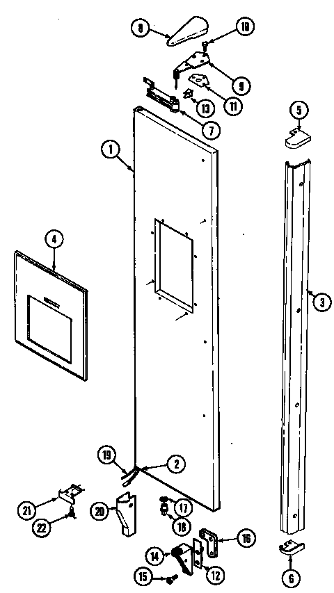 Jenn-Air JRSD278B freezer outer door diagram