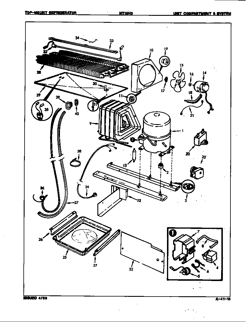 Admiral NT15H5A/9B03A unit compartment & system diagram