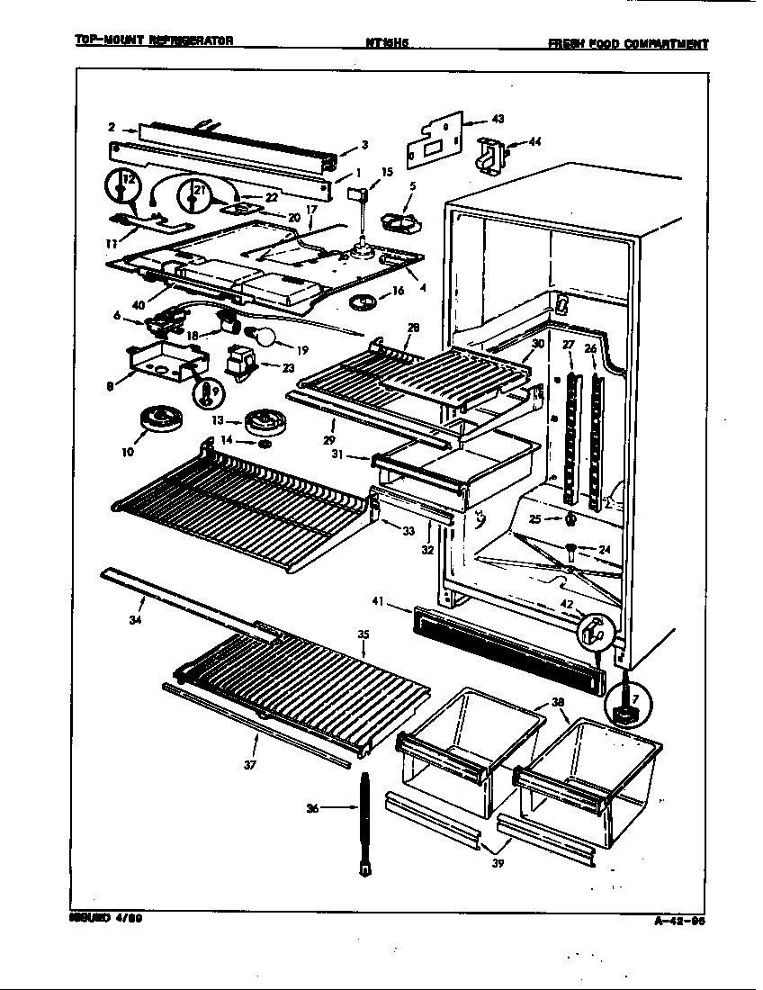 Admiral NT15H5A/9B03A fresh food compartment diagram