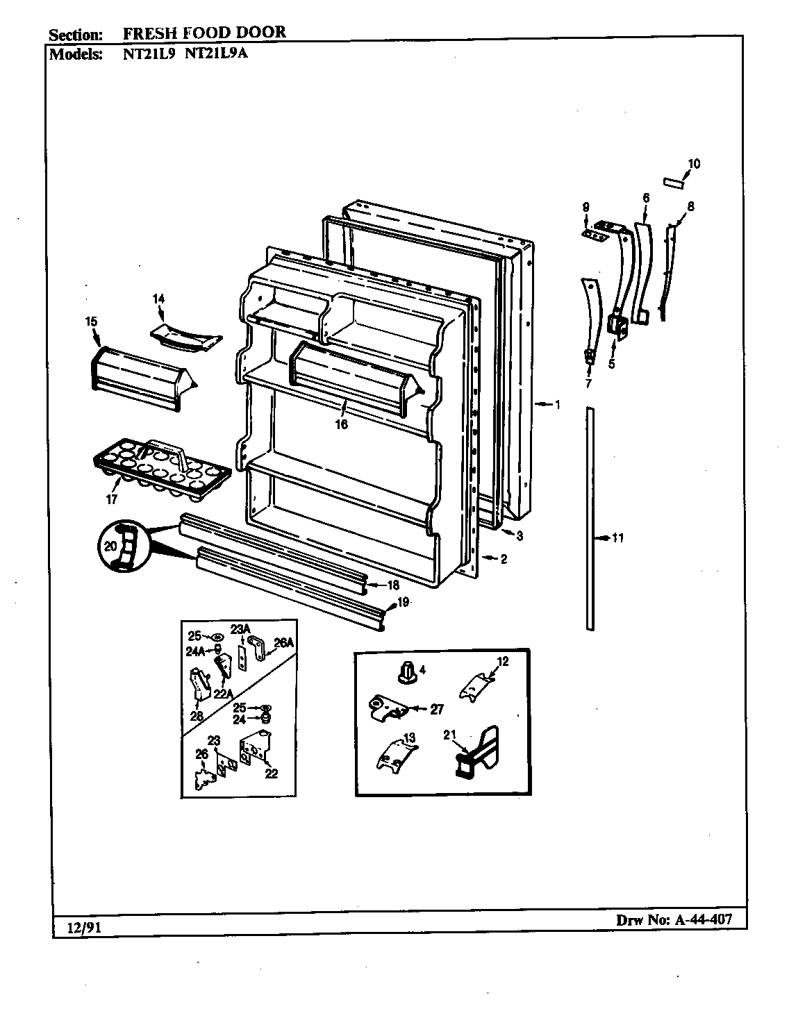 Admiral NT21L9A/BA76B fresh food door diagram