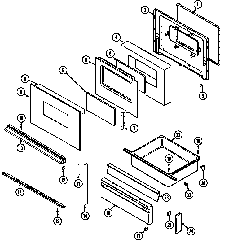 Norge N3478XVA door/drawer (serial prefix 15) diagram