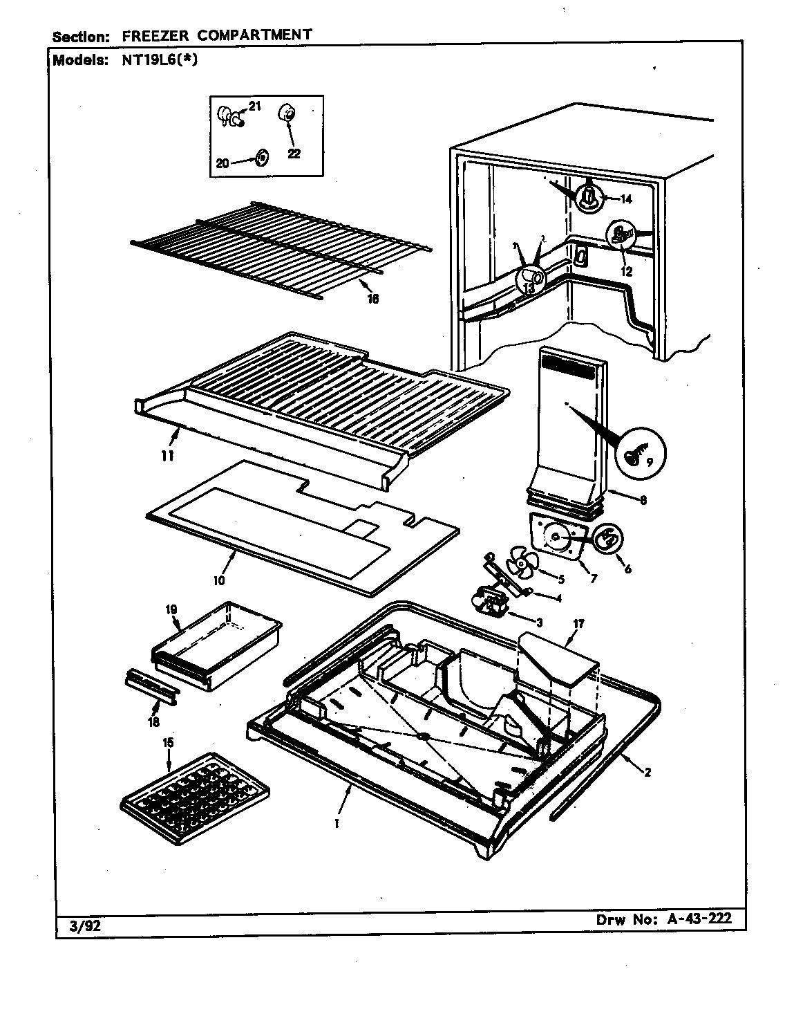 Admiral NT19L6A/CA51A freezer compartment diagram