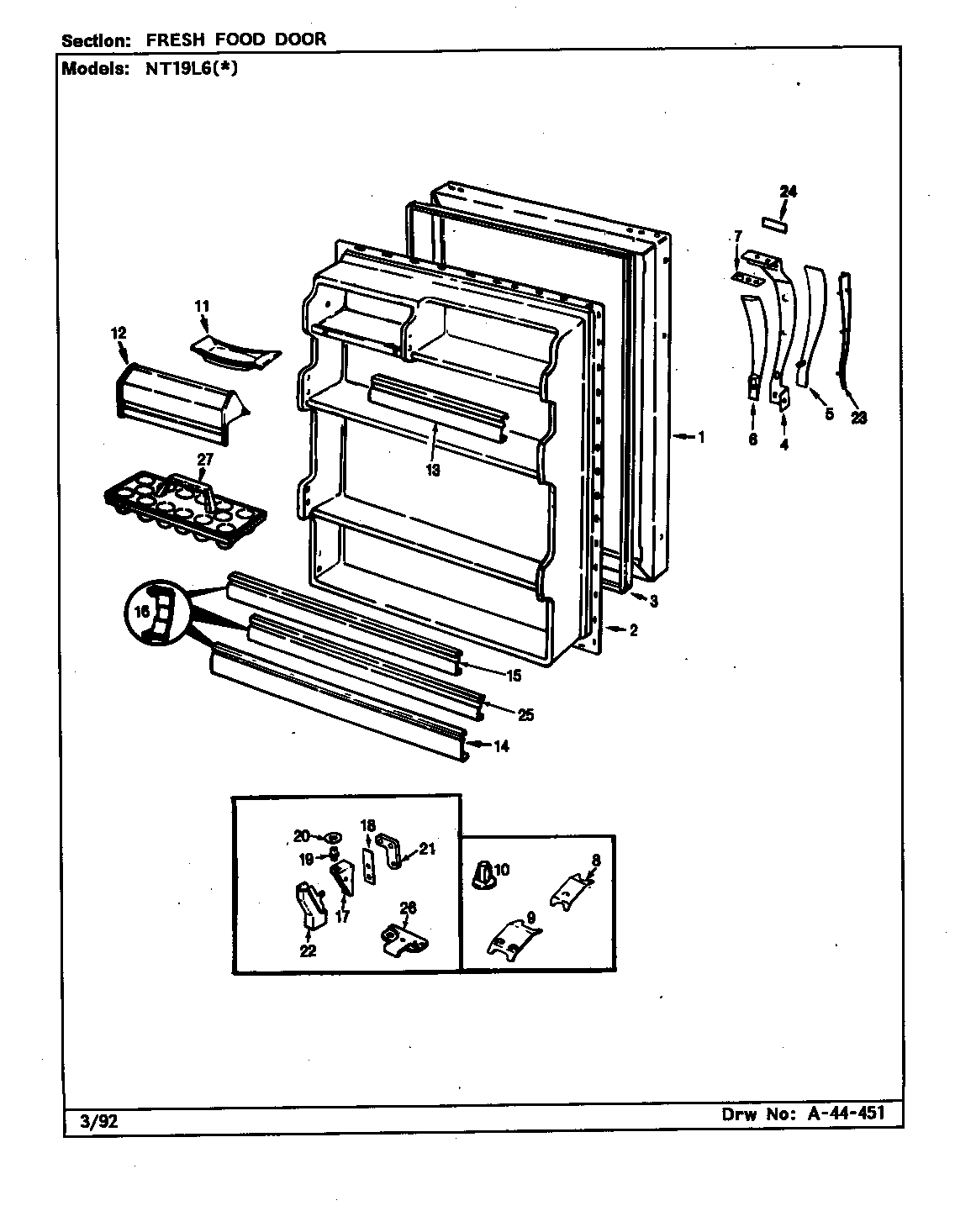 Admiral NT19L6A/CA51A fresh food door diagram