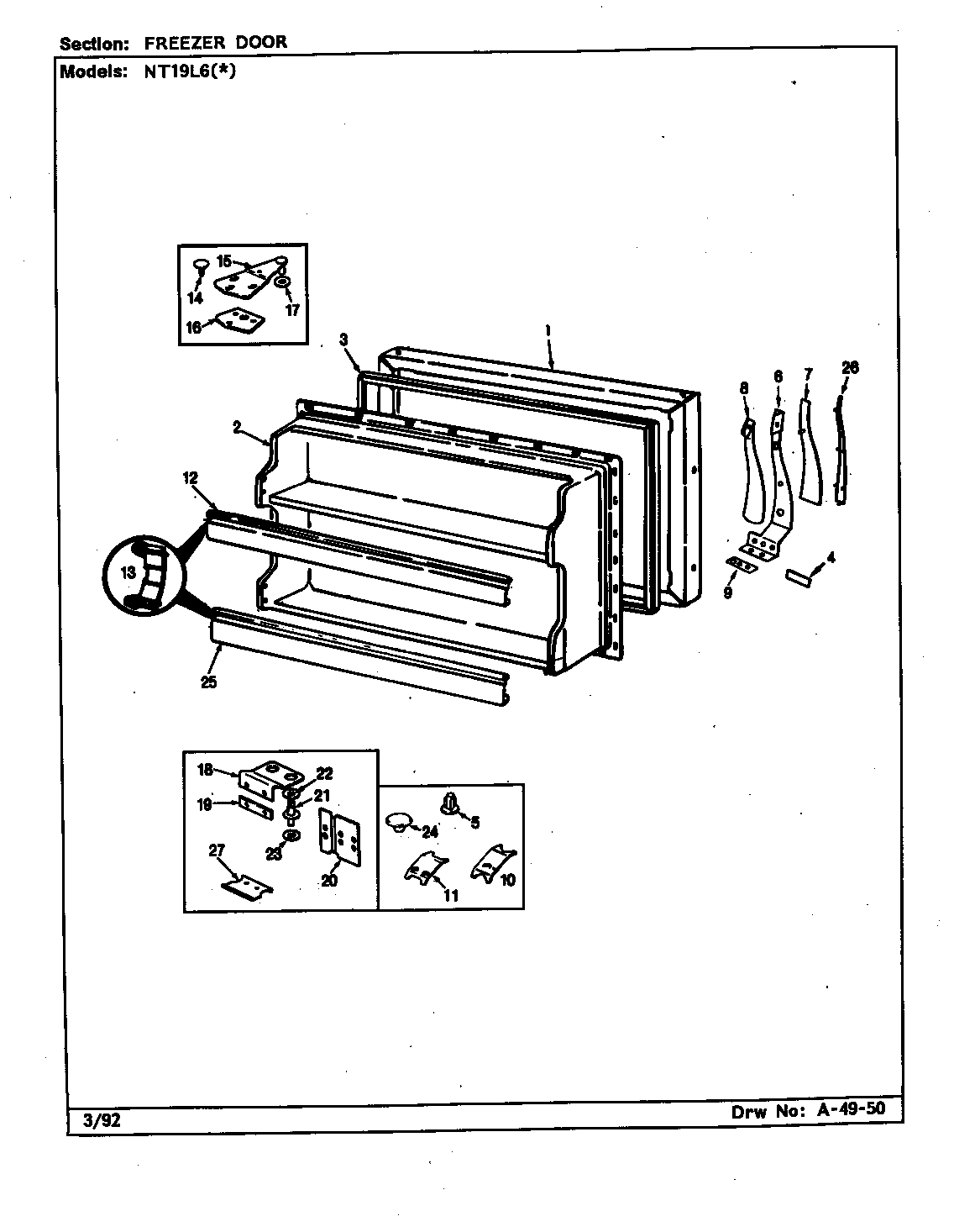 Admiral NT19L6A/CA51A freezer door diagram