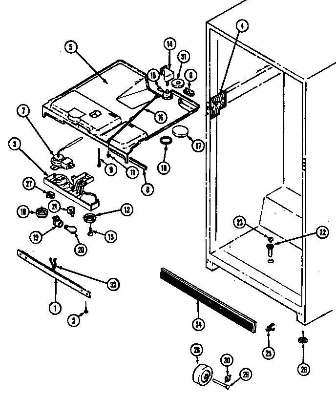 Admiral RTSA194AAM fresh food compartment diagram