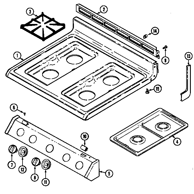 Magic Chef 3287XUW-N top assembly diagram