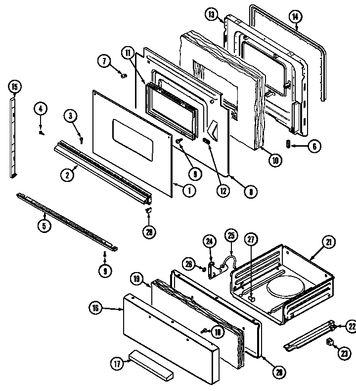 Magic Chef 3287XUW-N door/drawer diagram