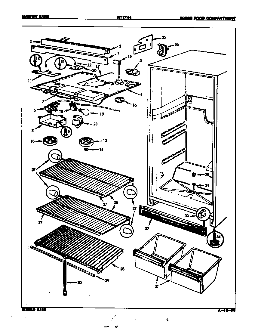 Admiral NT17H4H/8A25A fresh food compartment diagram