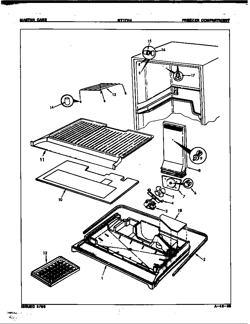 Admiral NT17H4H/8A25A freezer compartment diagram