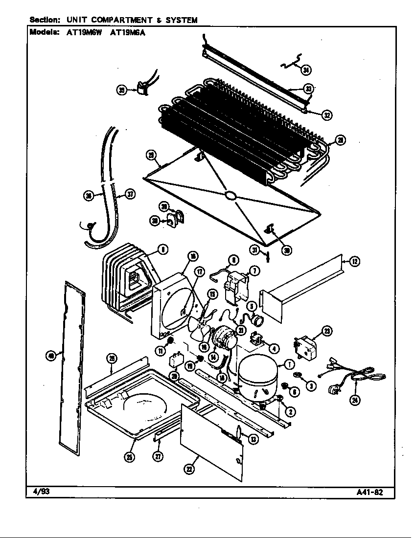 Admiral AT19M6A/DA52B unit compartment & system diagram