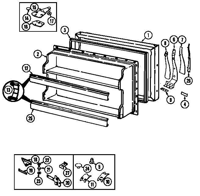 Admiral AT19M6A/DA52B freezer door diagram