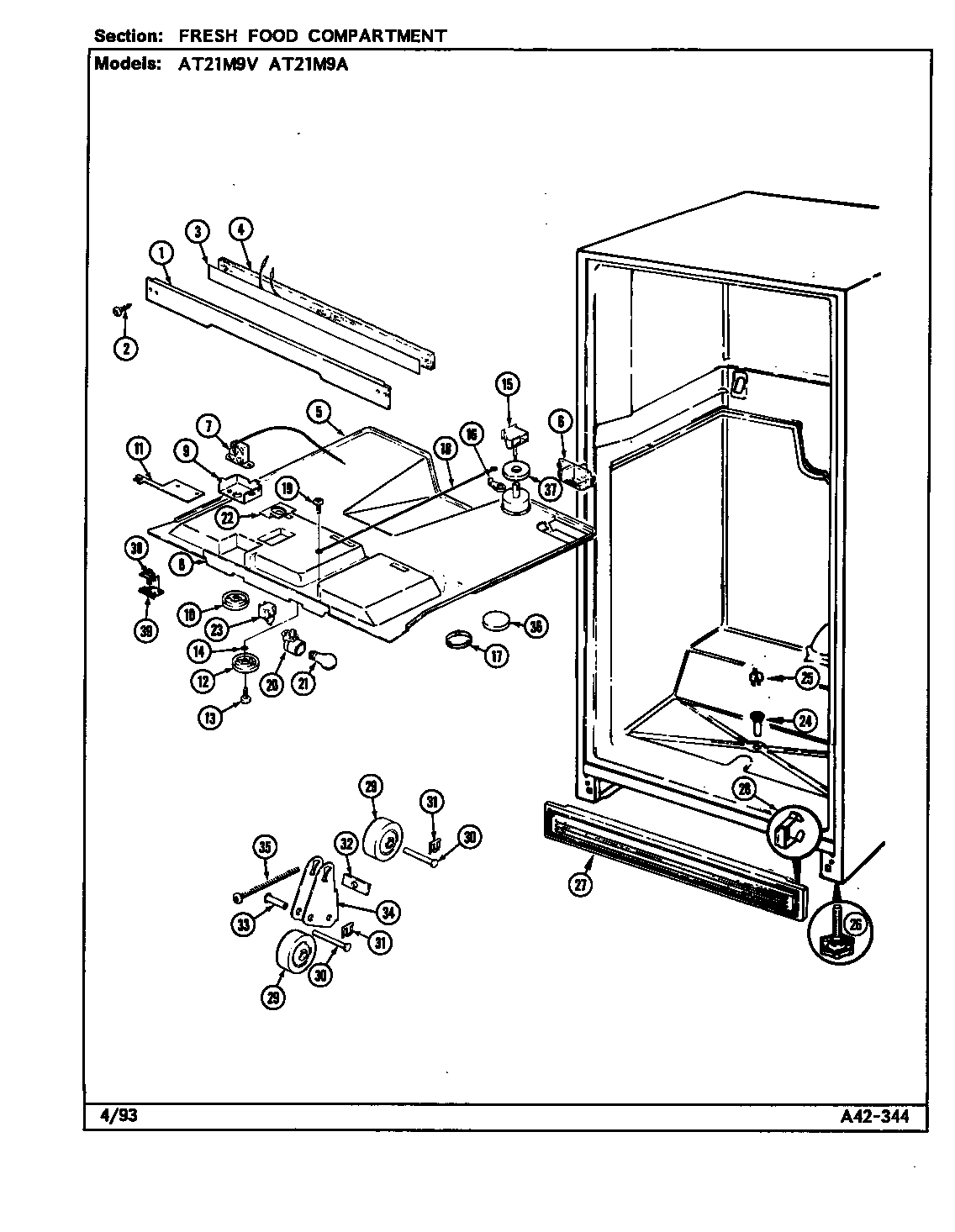 Admiral AT21M9V/DD65A fresh food compartment diagram