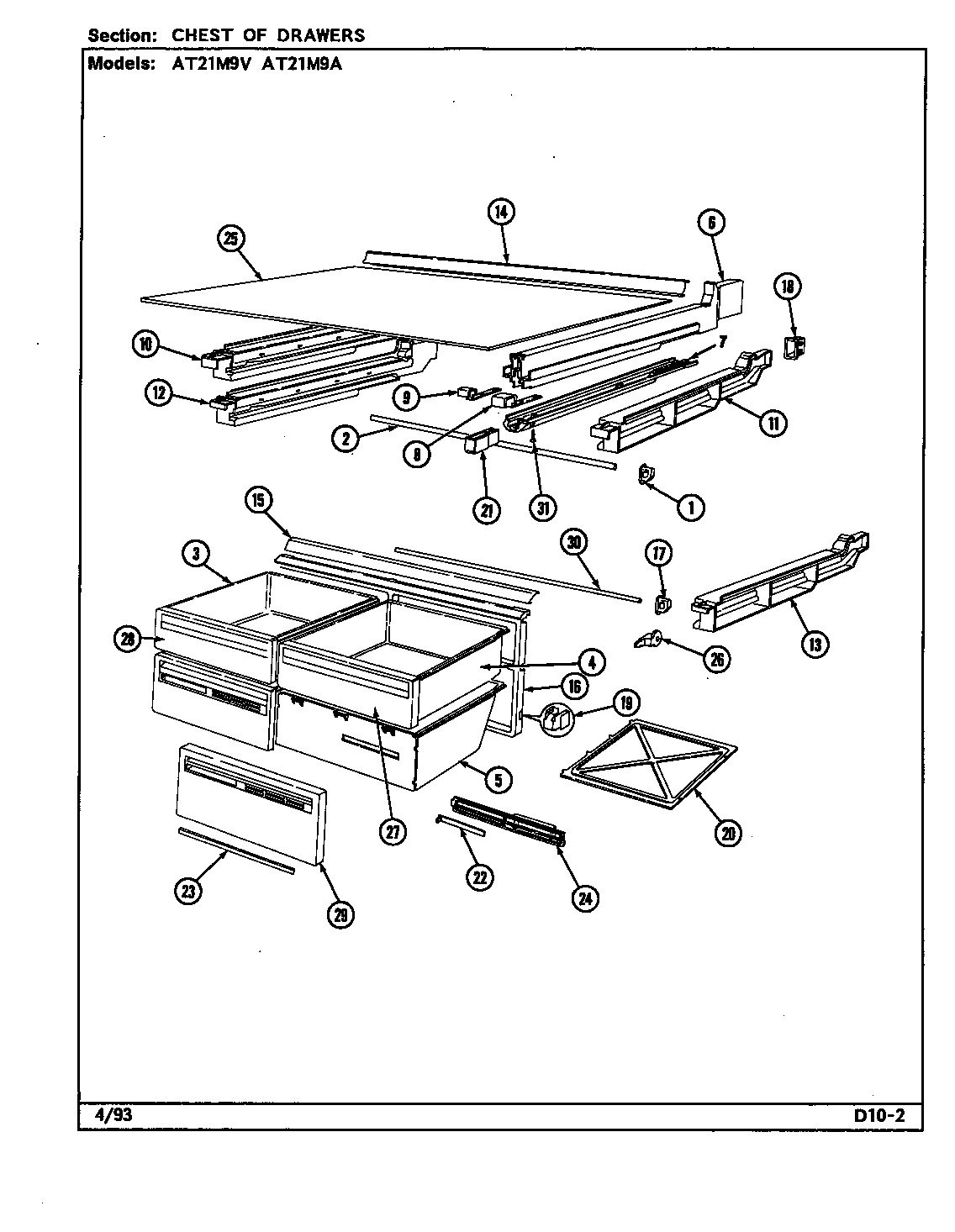 Admiral AT21M9V/DD65A chest of drawers diagram