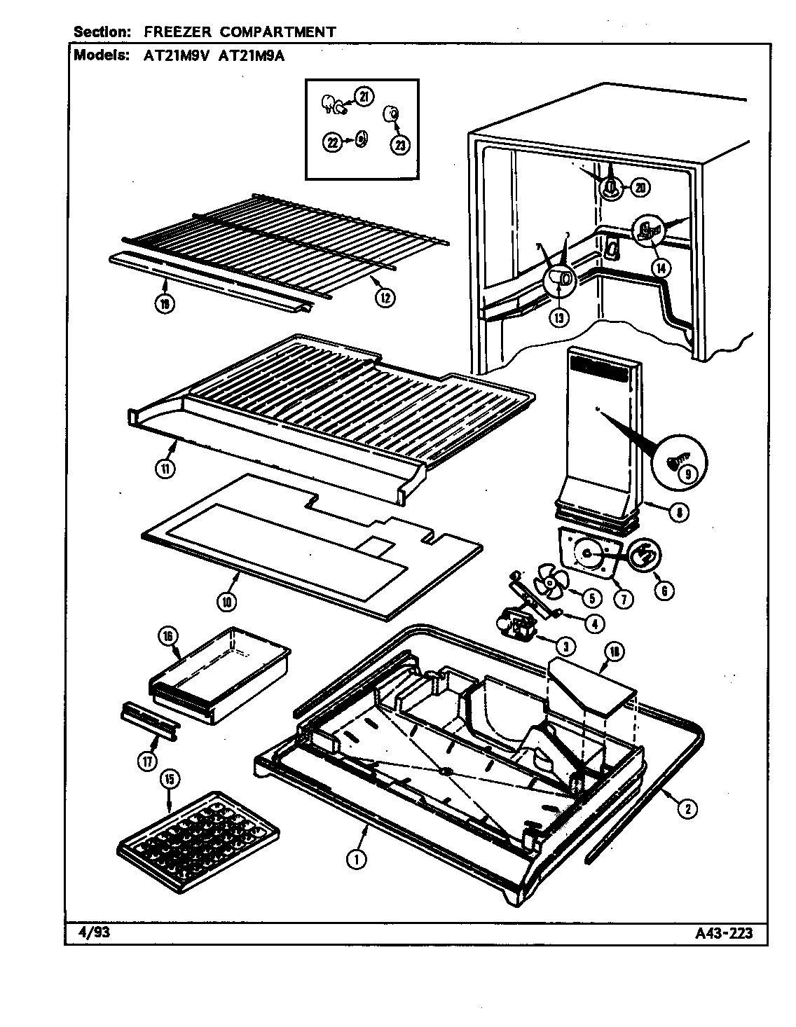 Admiral AT21M9V/DD65A freezer compartment diagram