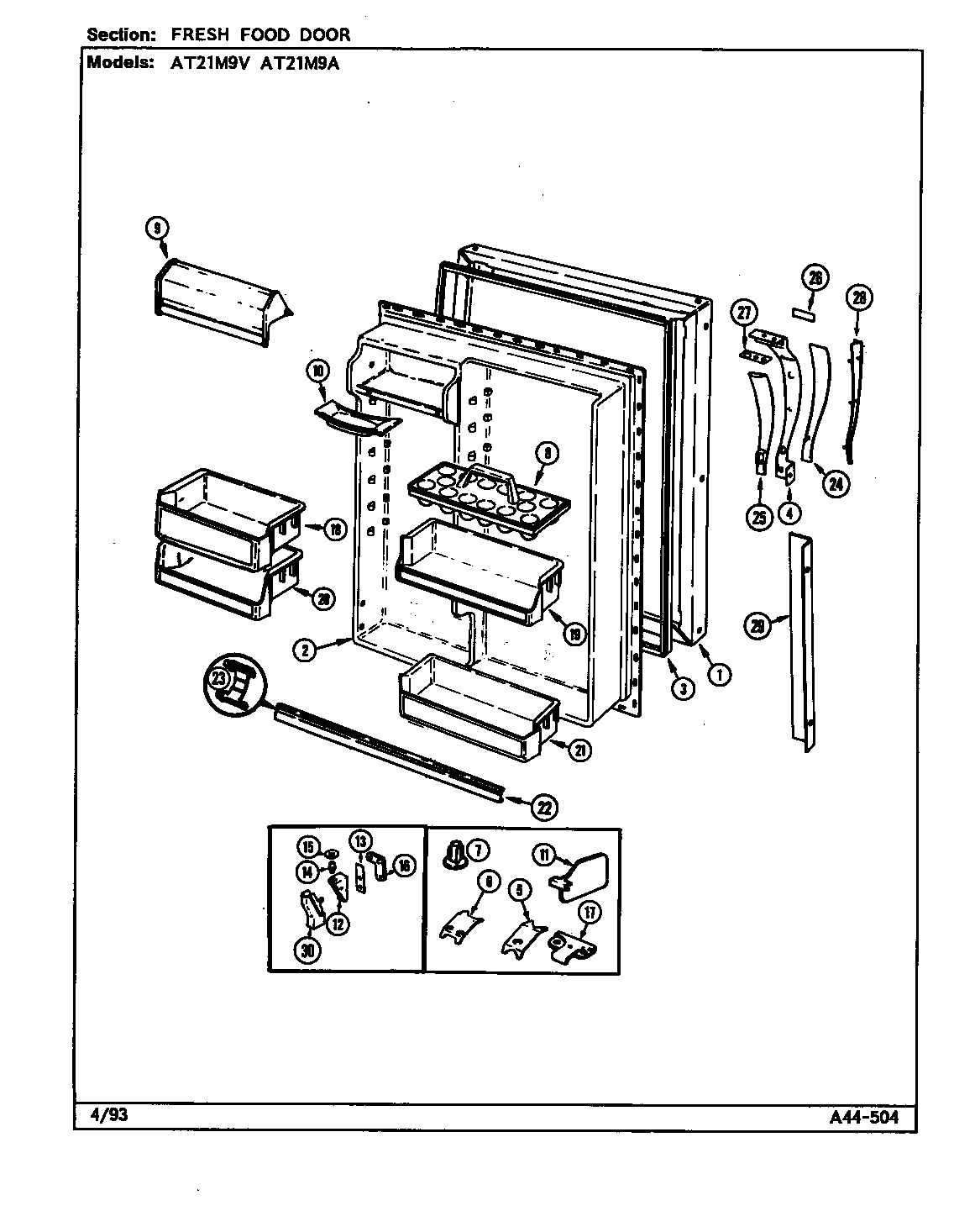Admiral AT21M9V/DD65A fresh food door diagram