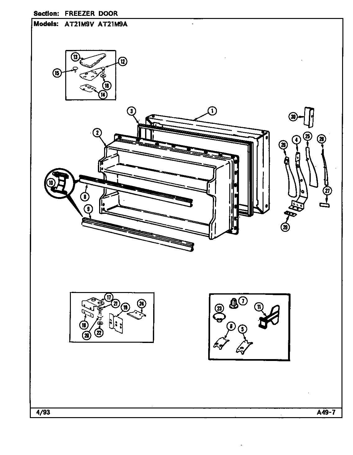 Admiral AT21M9V/DD65A freezer door diagram