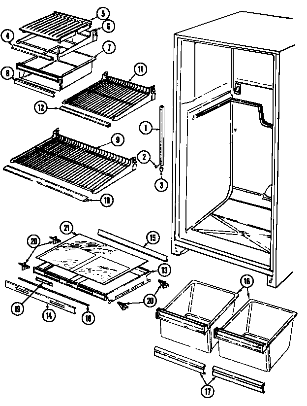 Admiral AT21M6W/DD61A shelves & accessories diagram
