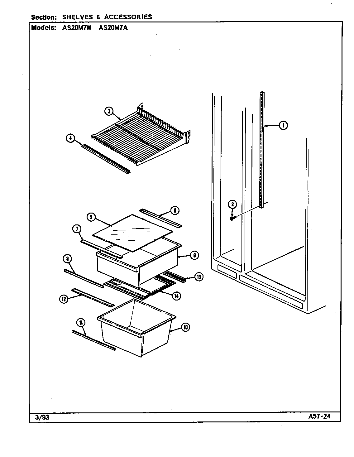Admiral AS20M7A/DN02A shelves & accessories diagram