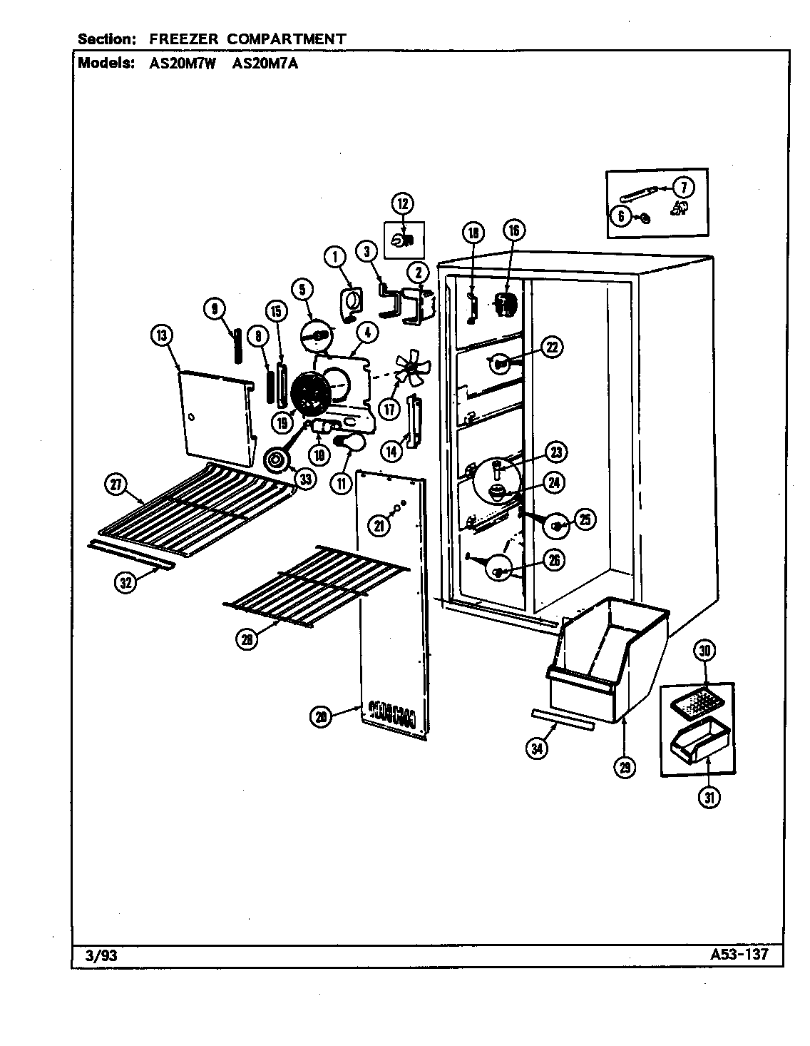 Admiral AS20M7A/DN02A freezer compartment diagram