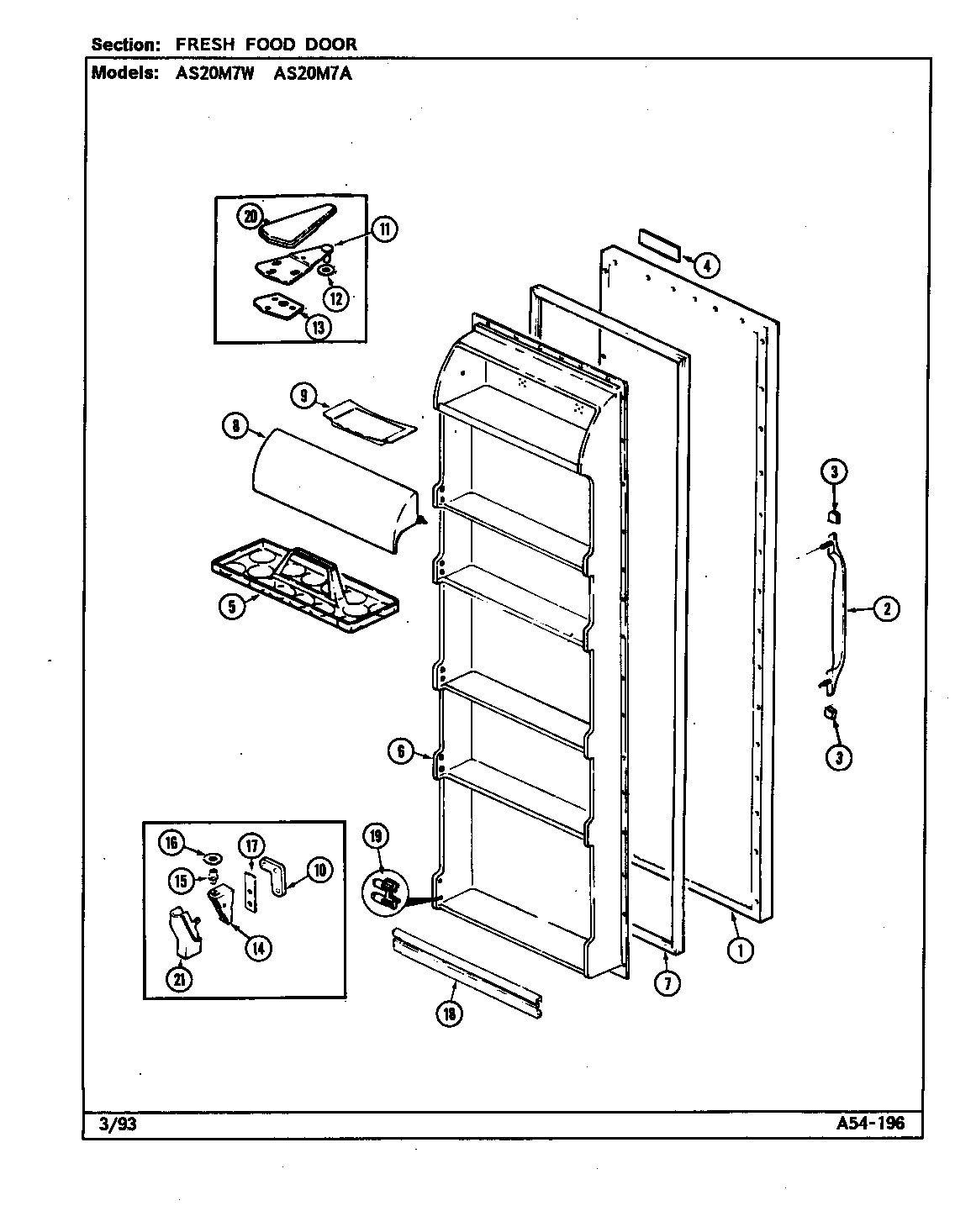 Admiral AS20M7A/DN02A fresh food door diagram