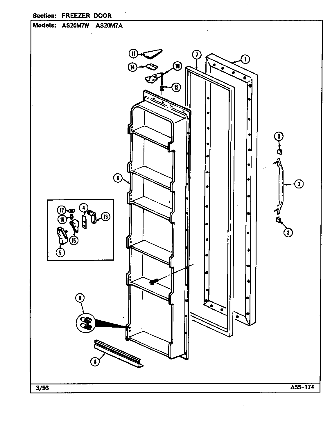 Admiral AS20M7A/DN02A freezer door diagram