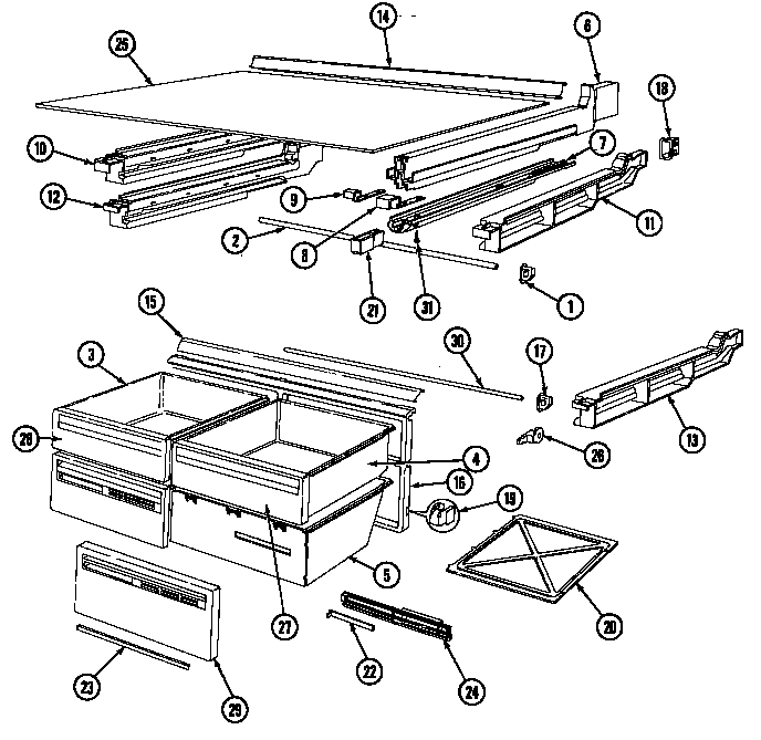 Admiral AT23M9A/DD99A chest of drawers diagram