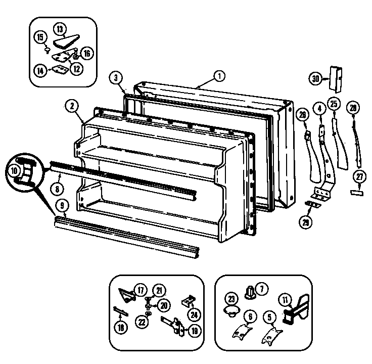 Admiral AT23M9A/DD99A freezer door diagram
