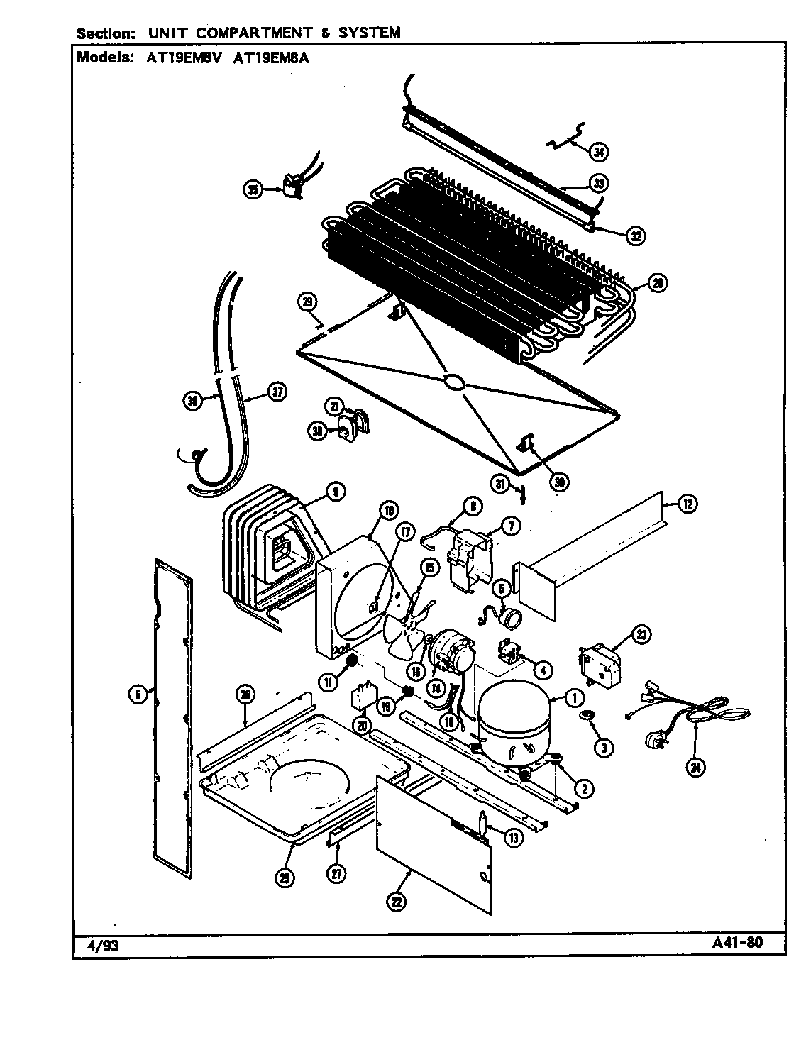 Admiral AT19EM8A/DA56A unit compartment & system (at19em8a/da56a) (at19em8v/da55a) diagram