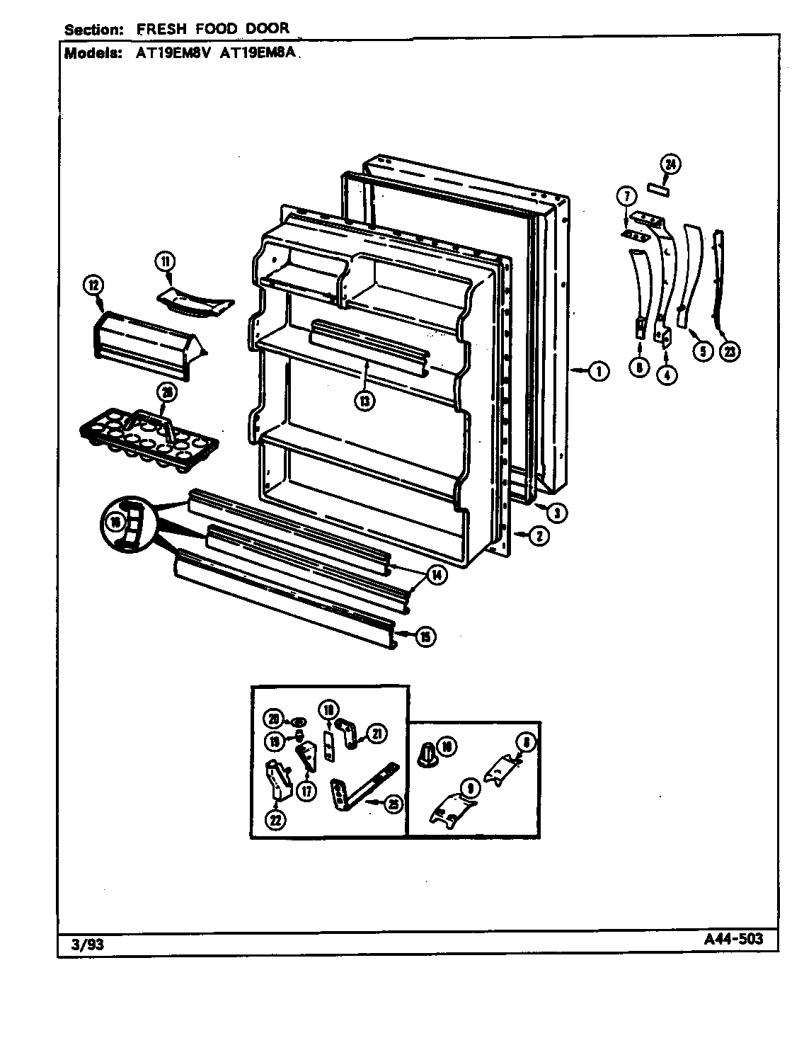 Admiral AT19EM8A/DA56A fresh food door (at19em8a/da56a) (at19em8v/da55a) diagram