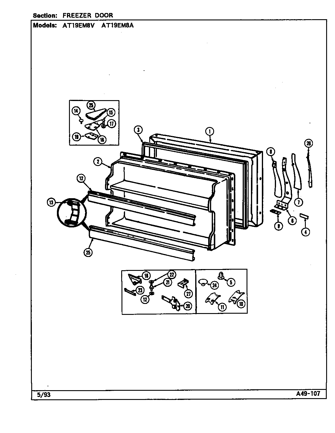 Admiral AT19EM8A/DA56A freezer door (at19em8a/da56a) (at19em8v/da55a) diagram