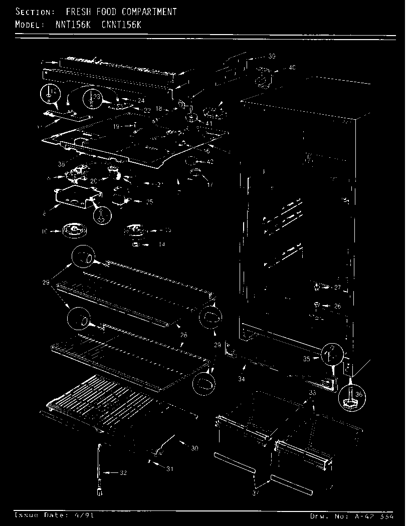 Norge NNT156KH/AC01A fresh food compartment diagram