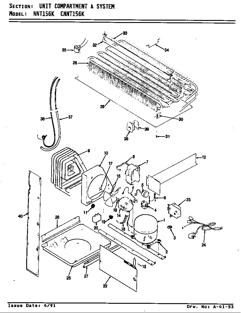 Norge NNT156K/AC01B unit compartment & system diagram