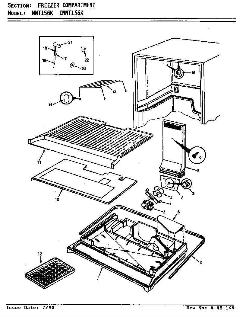 Norge NNT156K/AC01B freezer compartment diagram