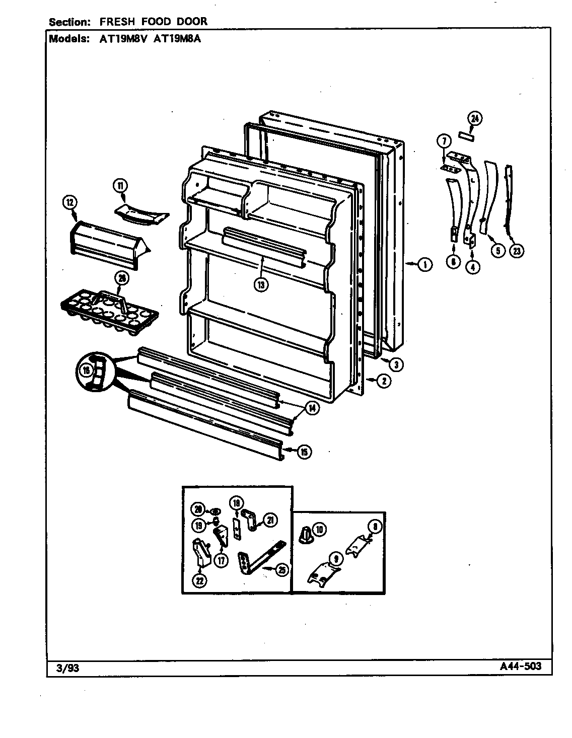 Admiral AT19M8V/DE55A fresh food door diagram