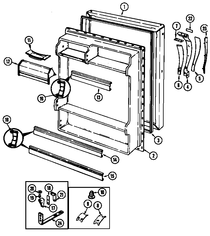 Admiral AT15M4A/DA03A fresh food door diagram
