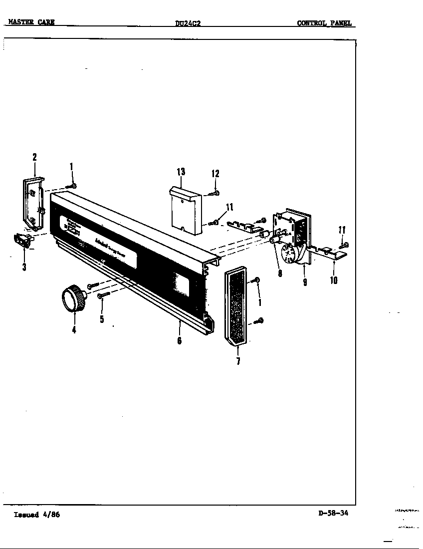 Maytag DU24C2 control panel diagram