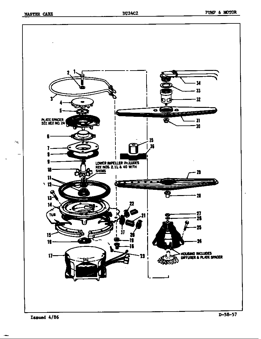Maytag DU24C2 pump & motor diagram