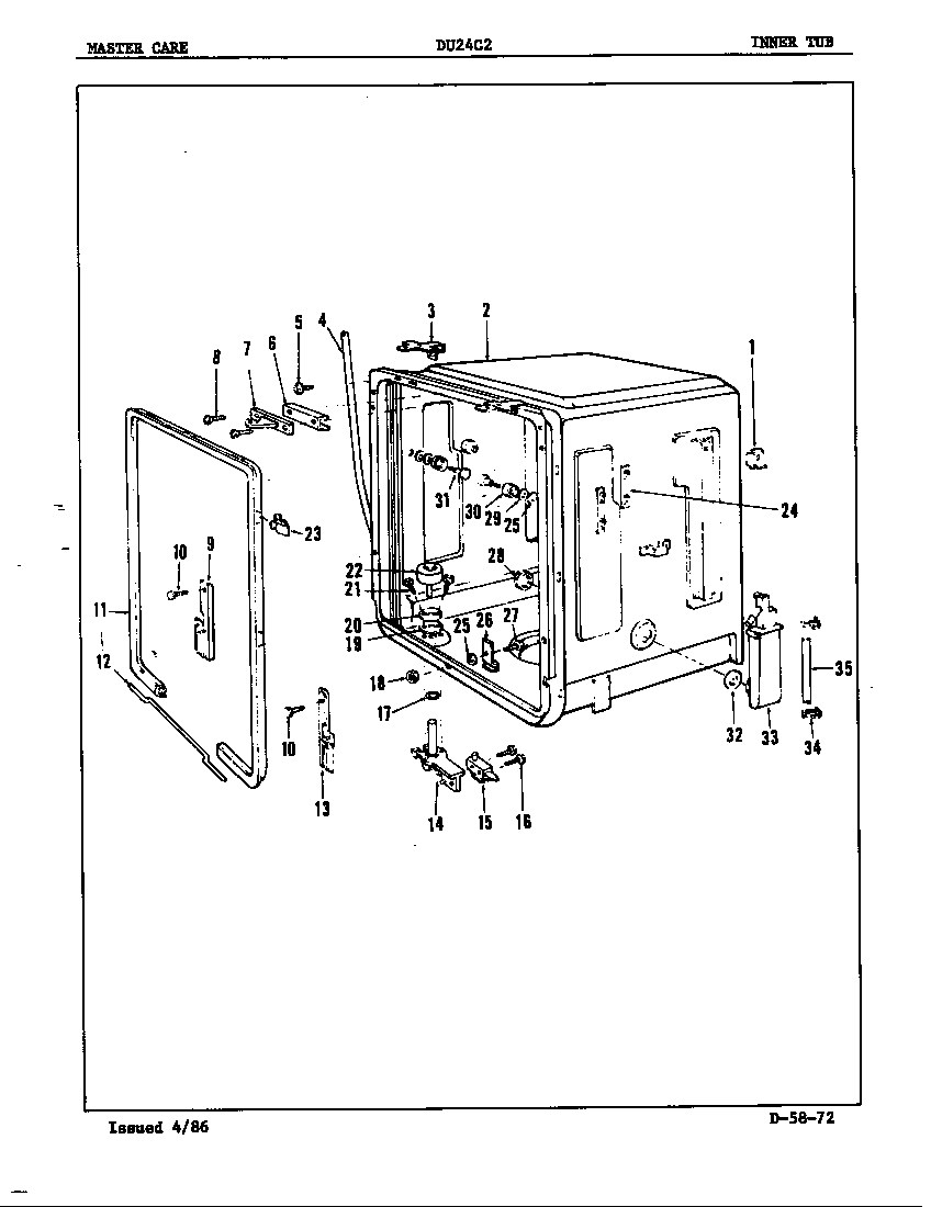 Maytag DU24C2 inner tub diagram