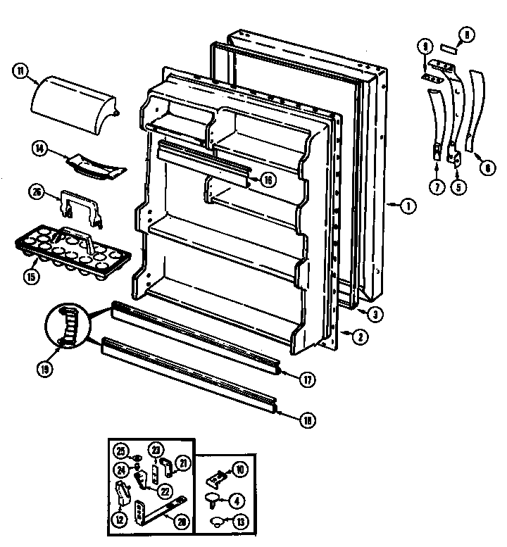 Admiral AT21M8A/DA68A fresh food door diagram