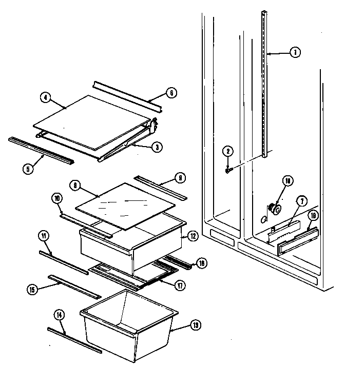 Jenn-Air JRS206A shelves & accessories diagram