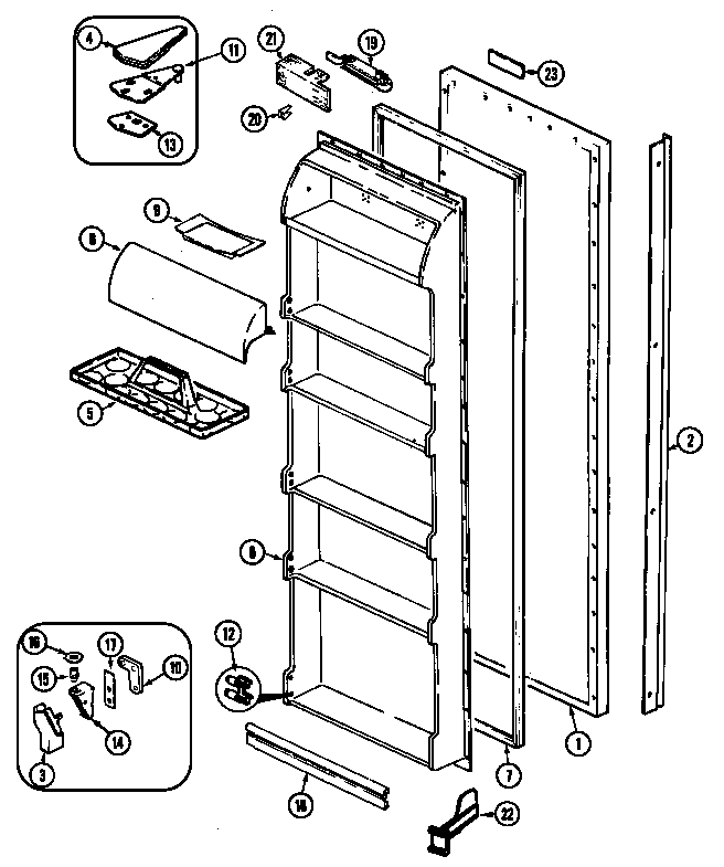 Jenn-Air JRS206A fresh food door diagram