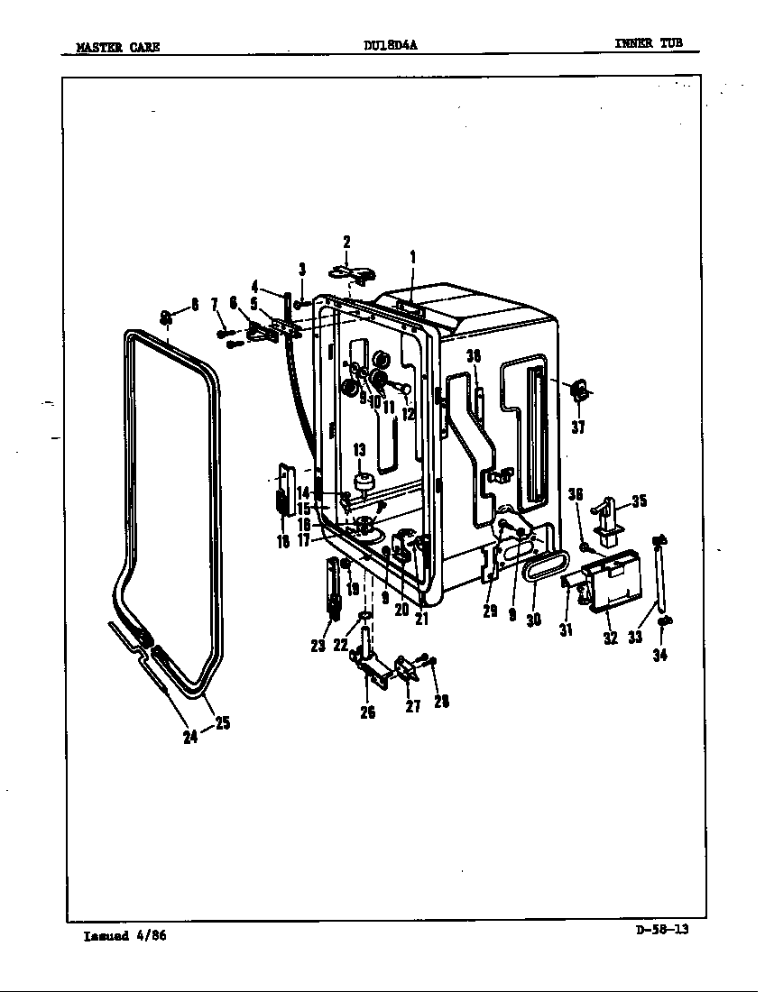 Maytag DU18D4A pump & motor diagram