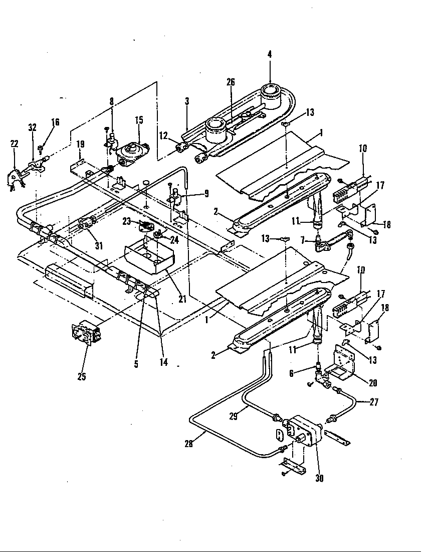 Magic Chef 34FA-3EXW-ON gas controls diagram