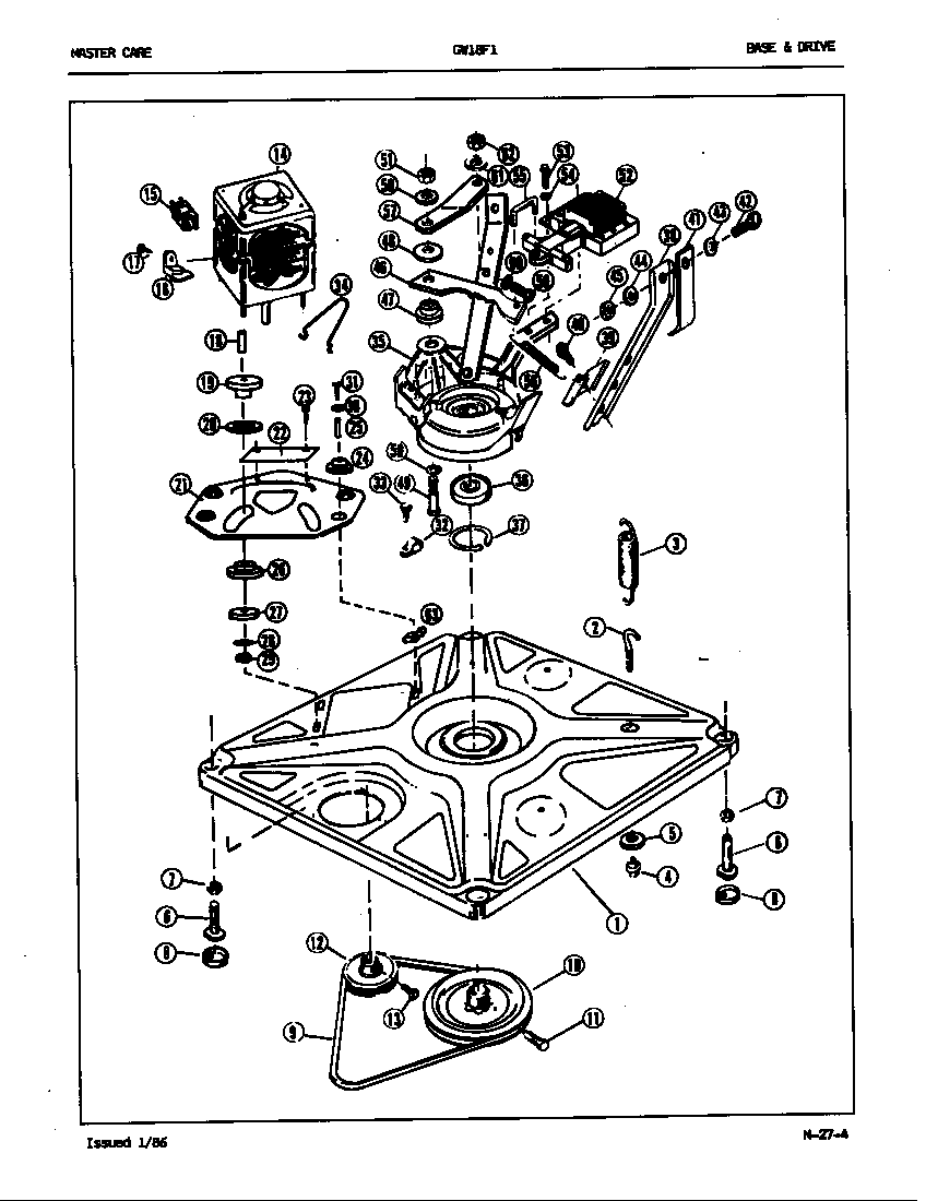 Maytag GW18F1H base & drive (rev. a-d) diagram