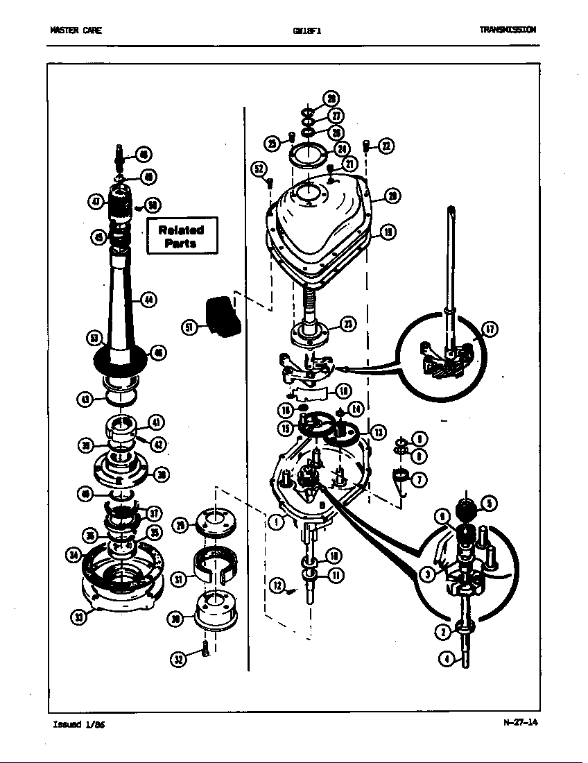 Maytag GW18F1H transmission (rev. a-d) diagram