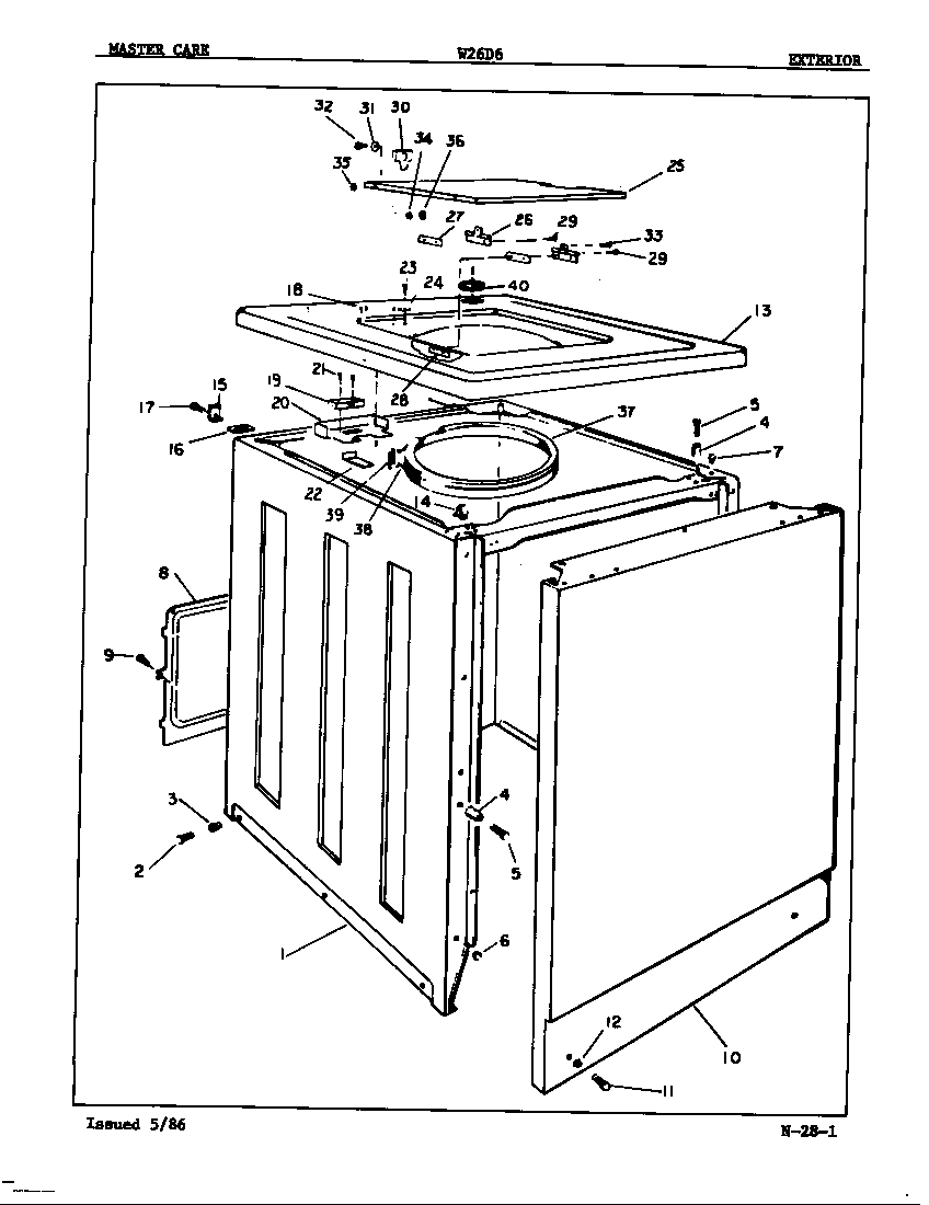 Magic Chef W26D6HW exterior (rev. a) diagram