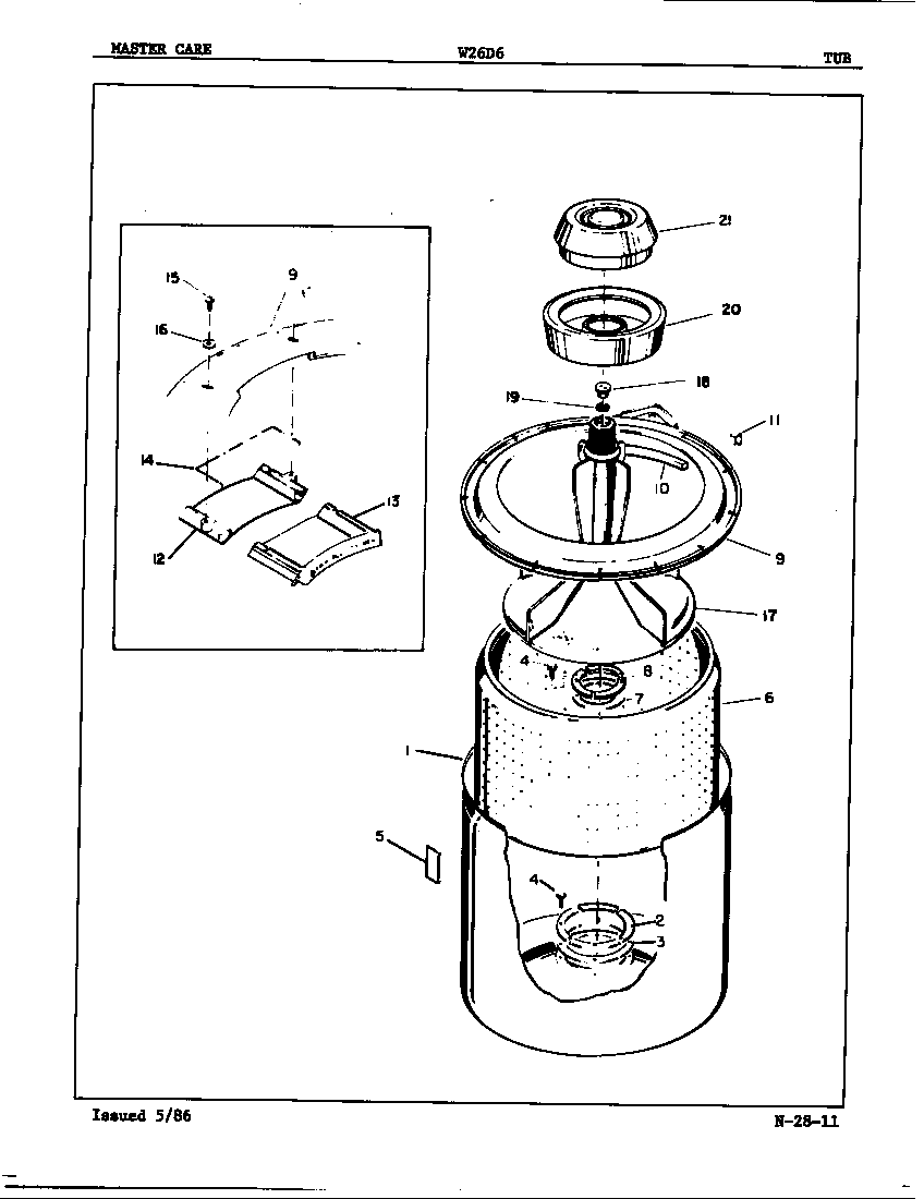 Magic Chef W26D6HW tub (rev. a) diagram