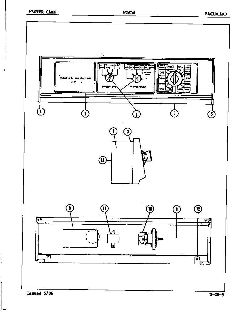 Magic Chef W26D6HW control panel (rev. a) diagram