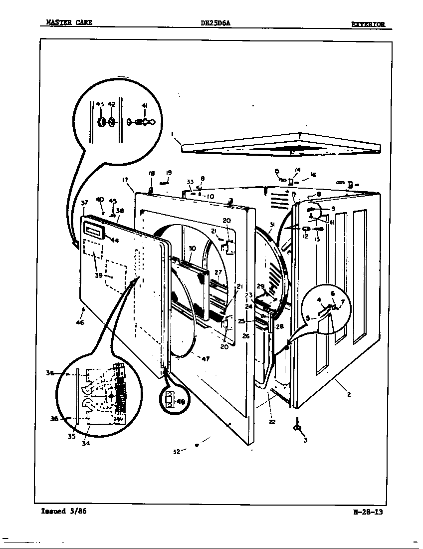 Admiral DE25D6HW exterior diagram