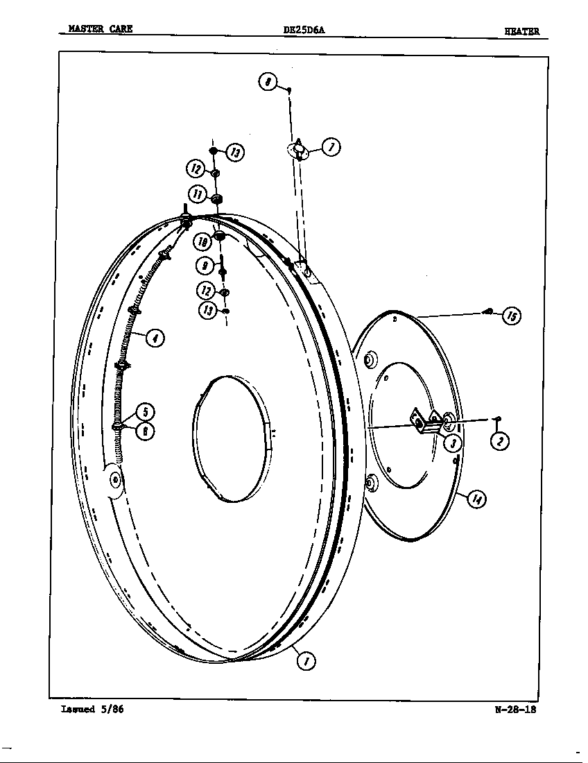 Admiral DE25D6HW heater diagram